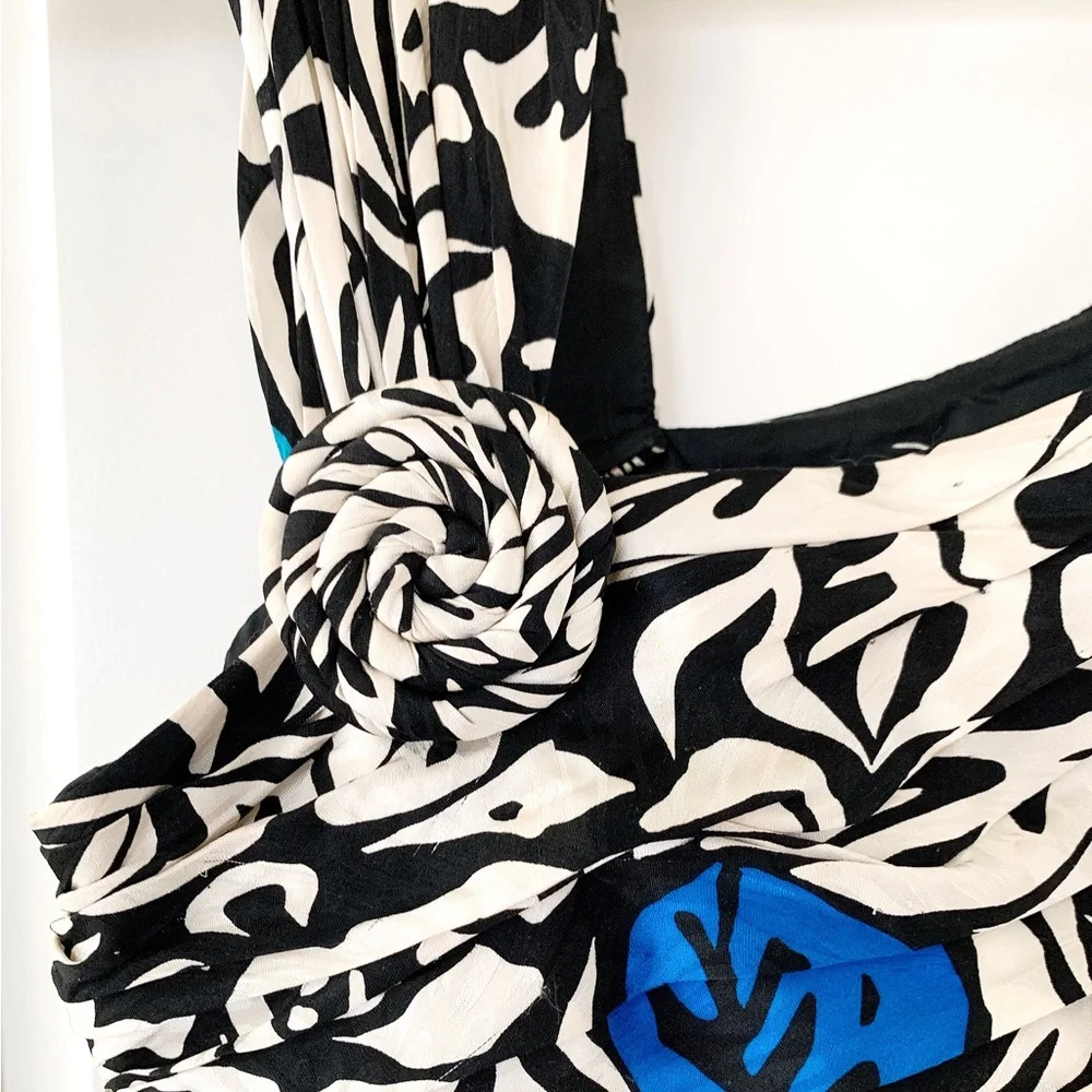 SILKS BY ST. GILLAN Vibrant Floral Abstract Leaf Print Silk Wiggle Dress - Picture 9 of 15